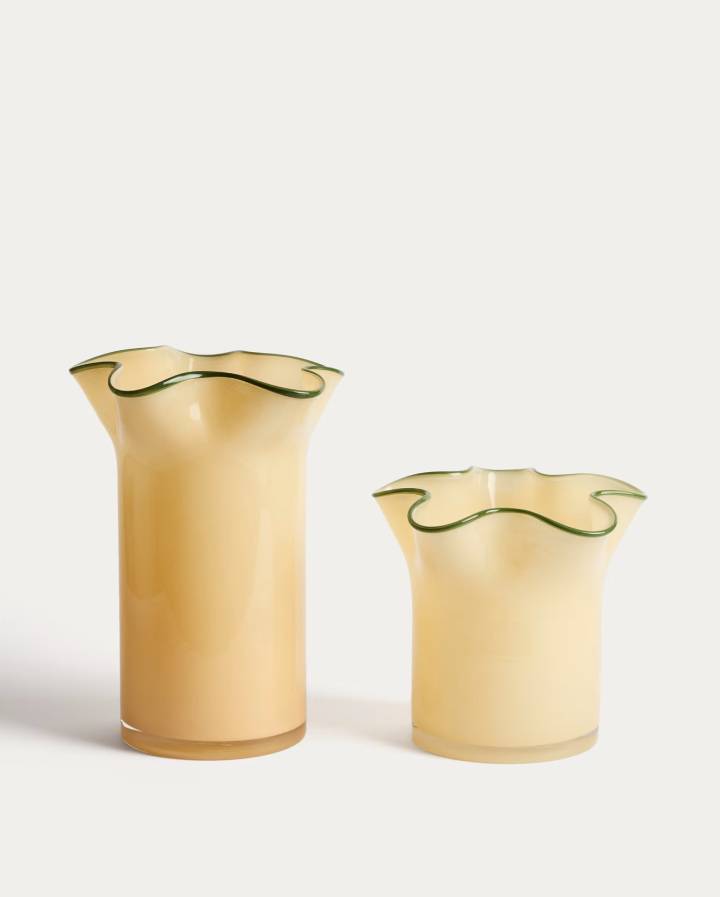 VASE ENDASI EN VERRE JAUNE 31 CM