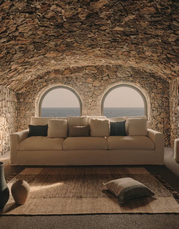 CANAPE DEHOUSSABLE NORA 4 PLACES AVEC COUSSINS EN LIN 3M40