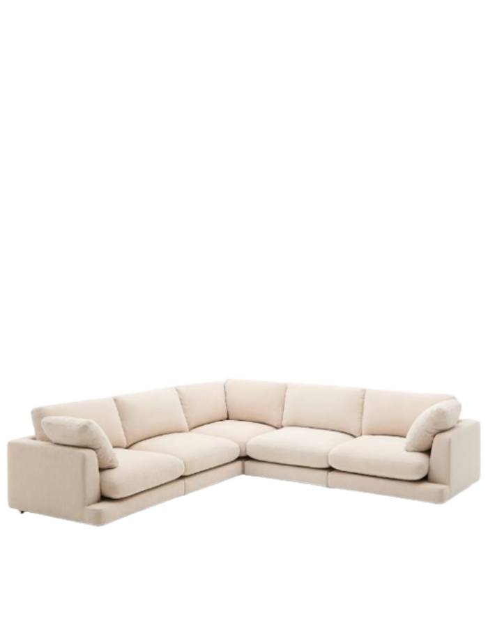 CANAPE D'ANGLE GALA 6 PLACES EN CHENILLE BEIGE 300 X 300 CM
