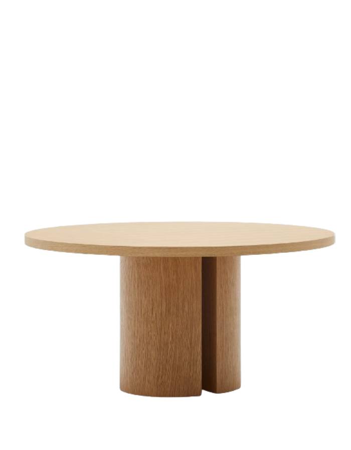 TABLE RONDE NEALY EN PLACAGE DE CHENE, FINITION NATURELLE Ø 150 CM