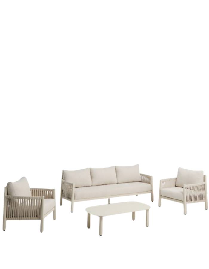 ENSEMBLE ALERIA AVEC CANAPE 3 PLACES, 2 FAUTEUILS ET TABLE BASSE