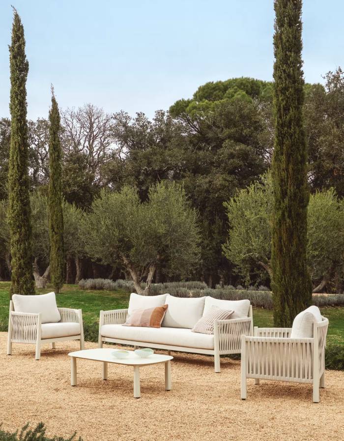 ENSEMBLE ALERIA AVEC CANAPE 3 PLACES, 2 FAUTEUILS ET TABLE BASSE