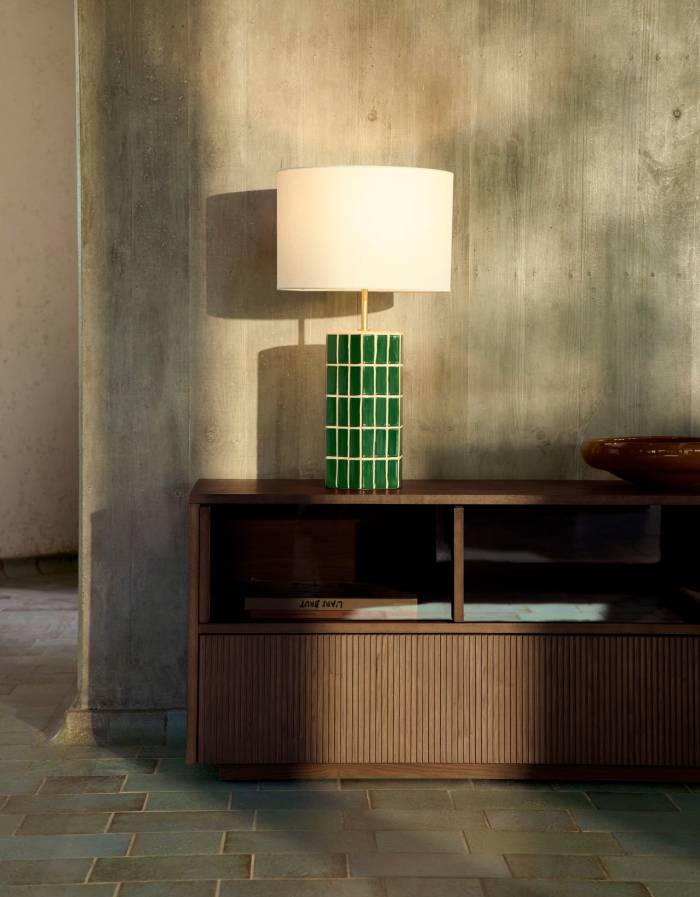 LAMPE DE TABLE RUE EN CERAMIQUE VERTE