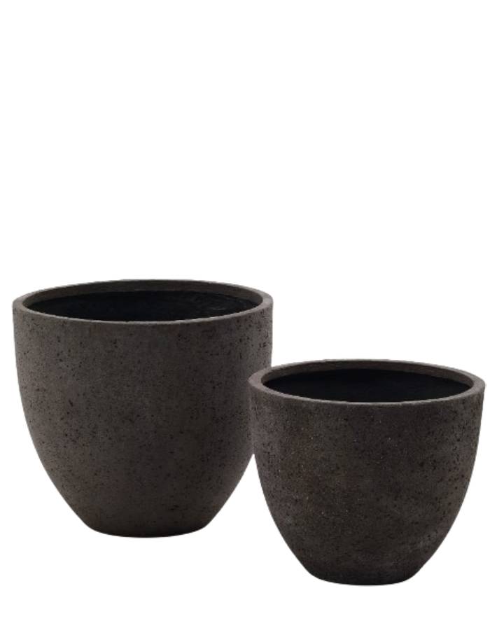 Ensemble Serili de 2 pots de fleurs en ciment et fibre de verre gris