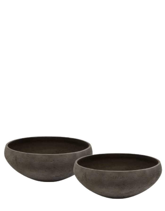 SET DE 2 CACHE-POTS NURA EN CIMENT COULEUR TERRACOTTA Ø55 CM